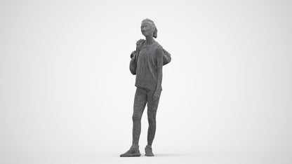 3D people model woman sport, scanned human for 3ds Max rendering, three-quarter front view render