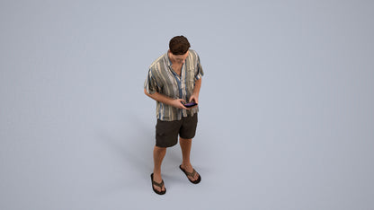 3D human model man casual standing, photogrammetry scanned person for archviz, back view render