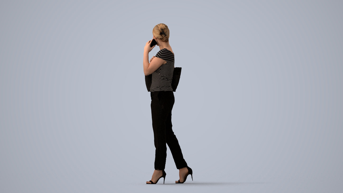 scanned 3D woman business standing, photogrammetry people for Enscape and V-Ray, three-quarter view render