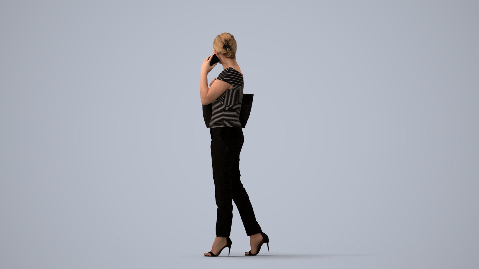 scanned 3D woman business standing, photogrammetry people for Enscape and V-Ray, three-quarter view render
