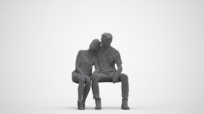 3D scanned man couple casual, photorealistic archviz people for Enscape and SketchUp, three-quarter front view render