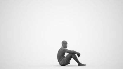 photogrammetry 3D man pool, realistic human model archviz FBX, wireframe side view