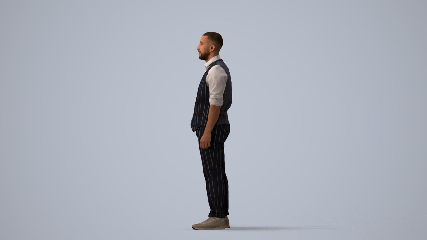 realistic 3D people man business, render-ready for V-Ray and Corona, FBX OBJ, three-quarter view render