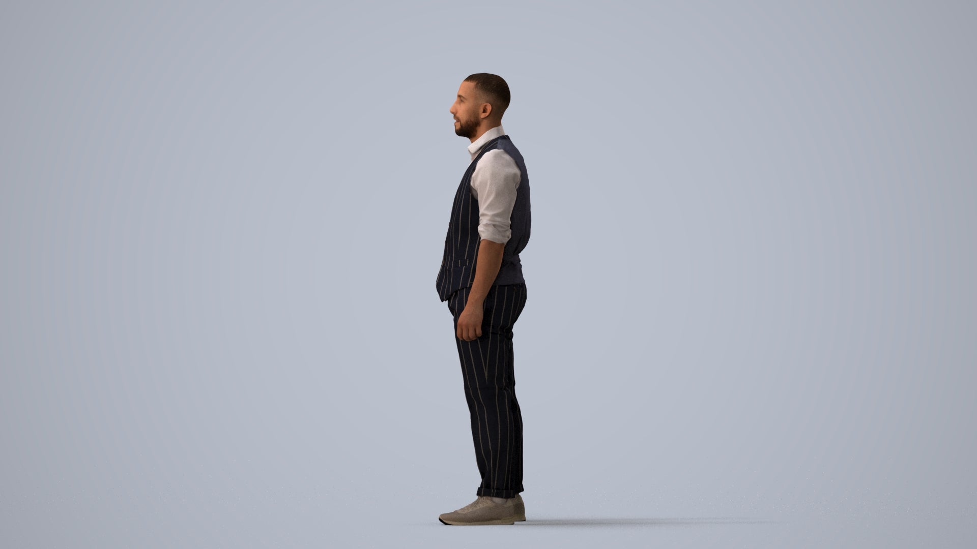 realistic 3D people man business, render-ready for V-Ray and Corona, FBX OBJ, three-quarter view render
