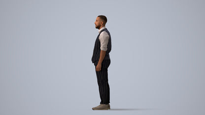 realistic 3D people man business, render-ready for V-Ray and Corona, FBX OBJ, three-quarter view render
