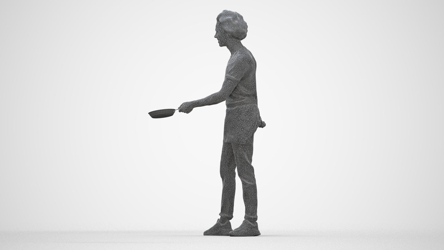 3D scanned man standing, photorealistic archviz people for Enscape and SketchUp, wireframe back view