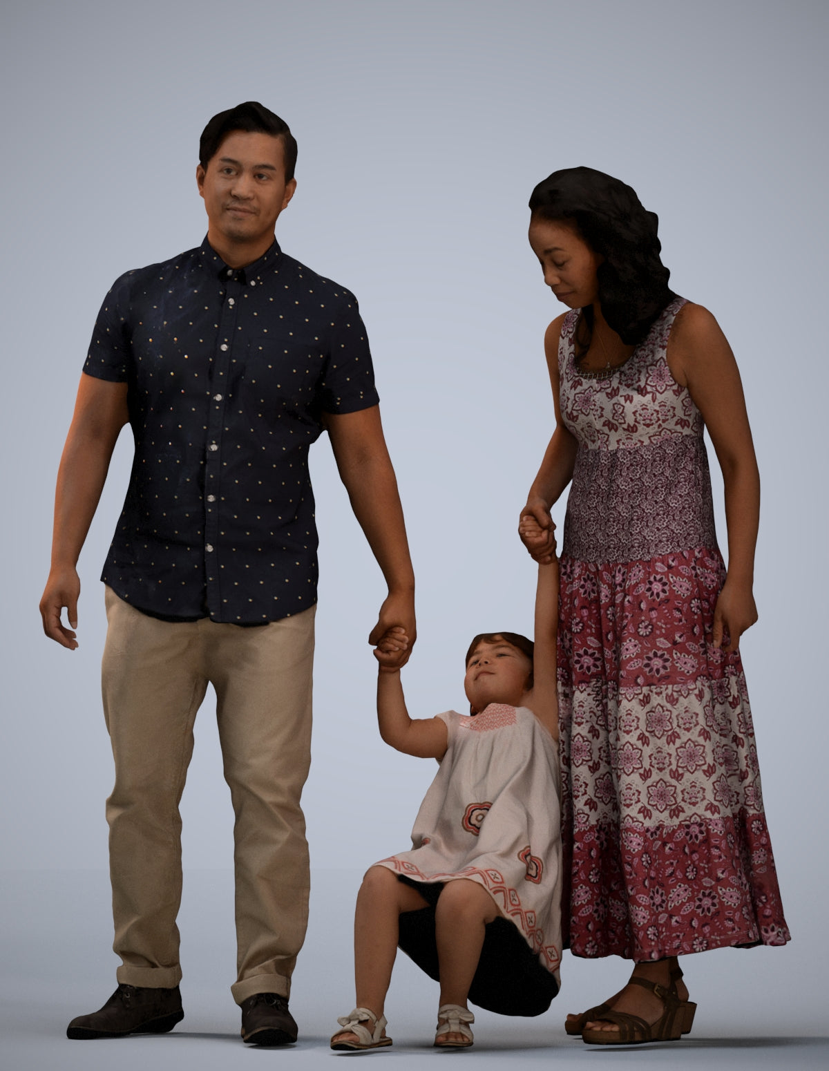 3D people model girl casual kids, scanned human for 3ds Max rendering
