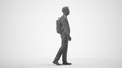 realistic 3D human man casual walking, archviz people FBX OBJ for Blender, wireframe side view