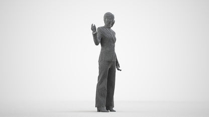 realistic 3D woman business, scanned archviz people for Blender and 3ds Max, wireframe side view