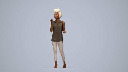 scanned 3D woman casual walking, photogrammetry people for Enscape and V-Ray, top-down view render