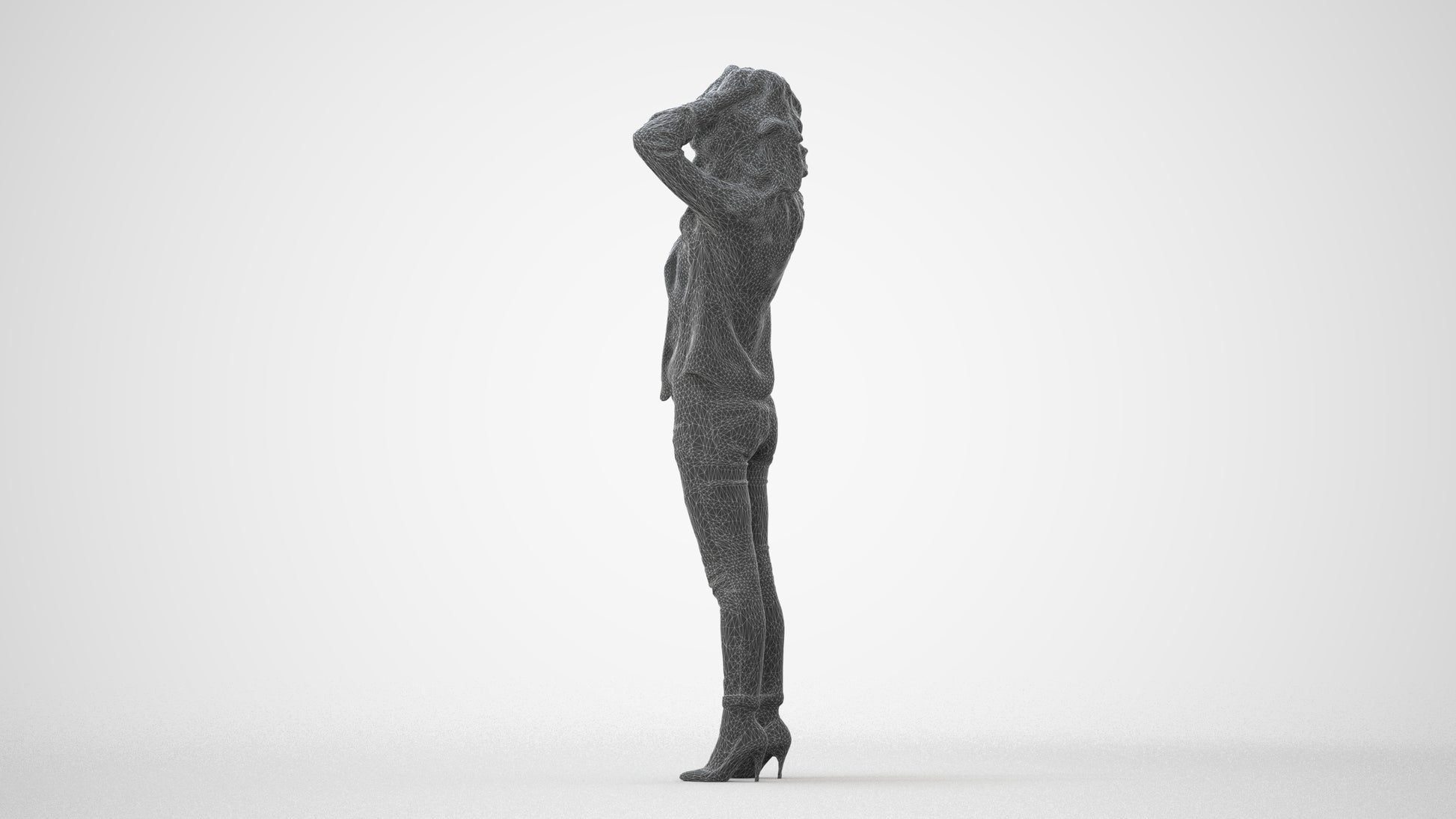 scanned 3D woman casual standing, photogrammetry people for Enscape and V-Ray, square thumbnail