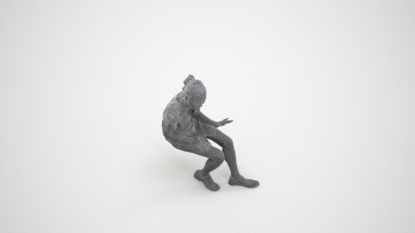 scanned 3D woman business, photogrammetry people for Enscape and V-Ray, wireframe three-quarter view
