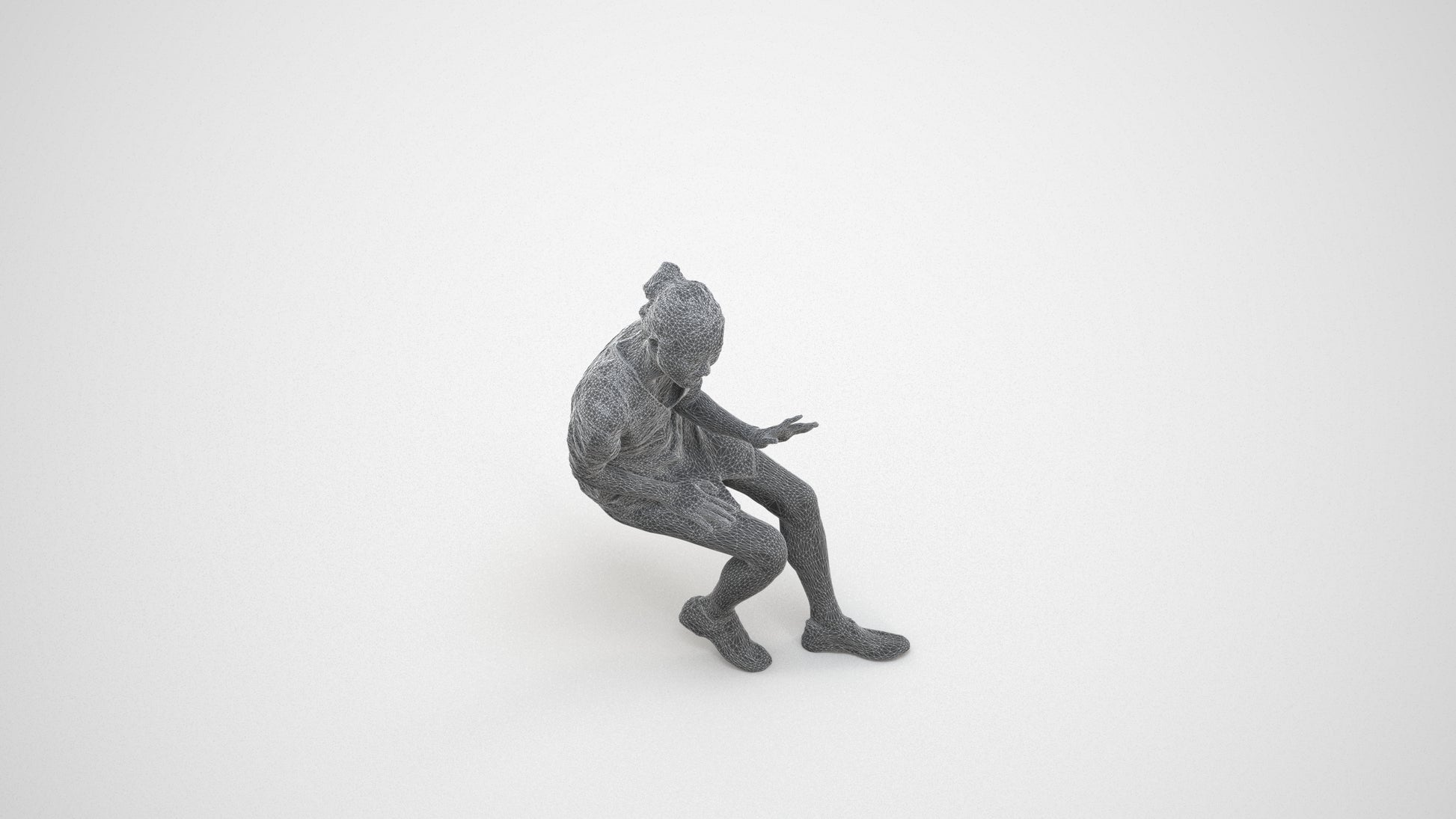 scanned 3D woman business, photogrammetry people for Enscape and V-Ray, wireframe three-quarter view