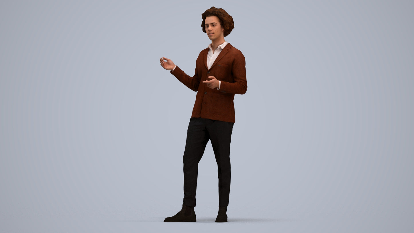 realistic 3D man business, scanned archviz people for Blender and 3ds Max, standing pose render