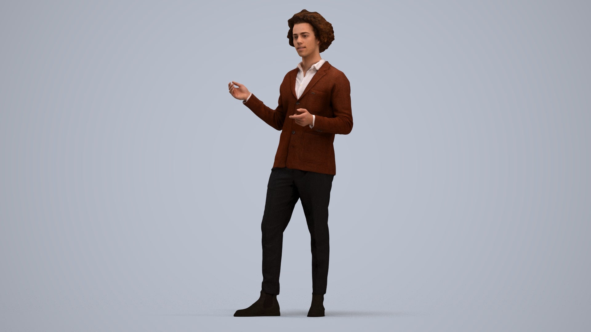 realistic 3D man business, scanned archviz people for Blender and 3ds Max, standing pose render