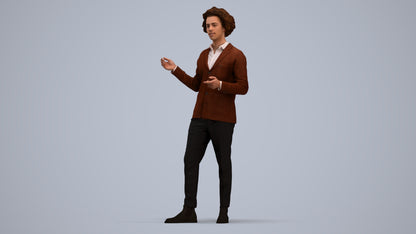 realistic 3D man business, scanned archviz people for Blender and 3ds Max, standing pose render