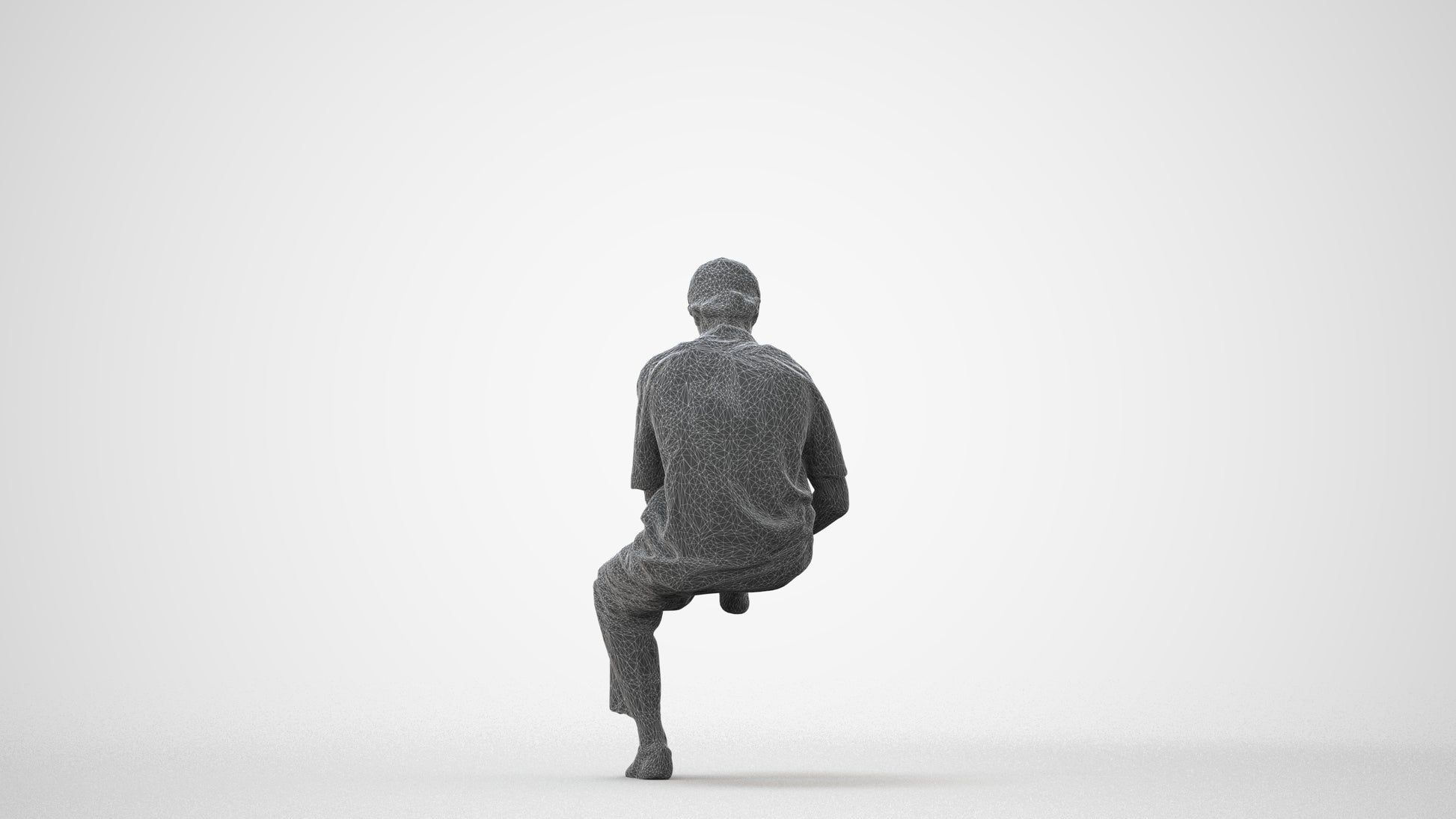 3D scanned man sitting casual, photorealistic archviz people for Enscape and SketchUp, square thumbnail