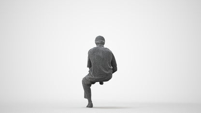3D scanned man sitting casual, photorealistic archviz people for Enscape and SketchUp, square thumbnail
