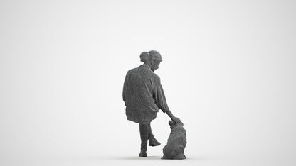 realistic 3D people woman casual sitting, render-ready for V-Ray and Corona, FBX OBJ, wireframe front view