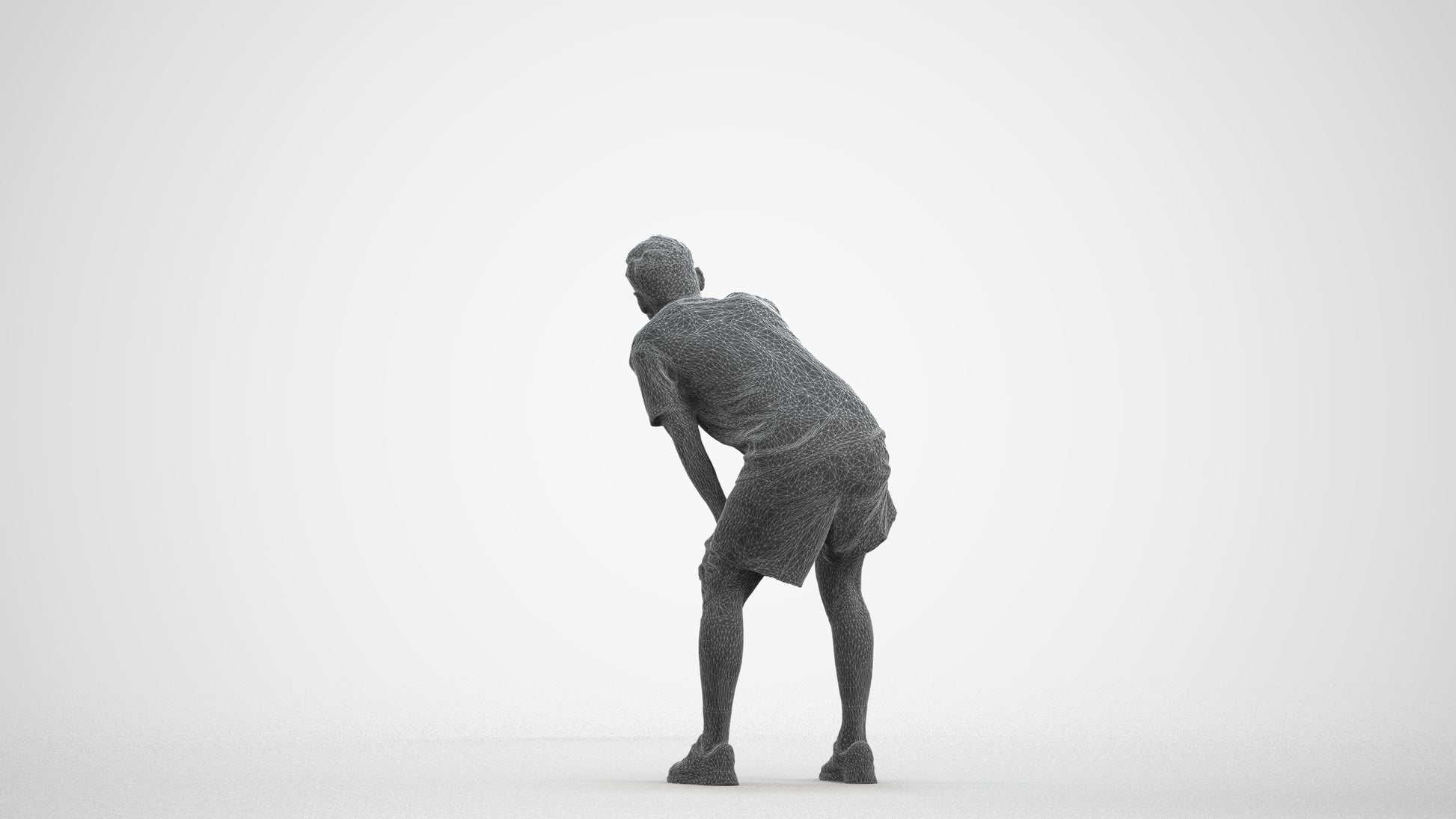 realistic 3D human man sport, archviz people FBX OBJ for Blender, wireframe front view