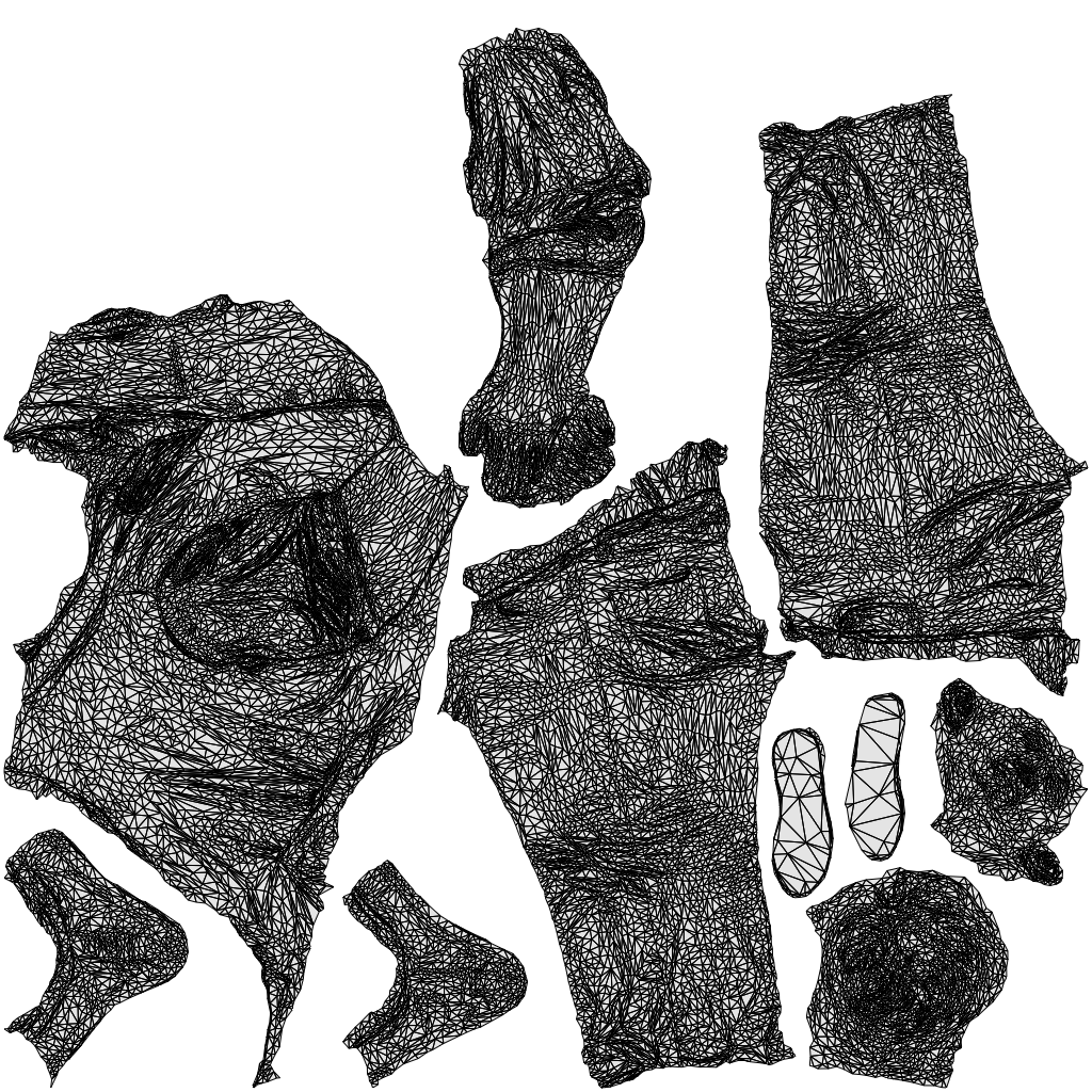 scanned 3D man casual standing, photogrammetry people for Enscape and V-Ray, wireframe top-down view