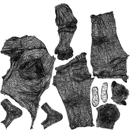 scanned 3D man casual standing, photogrammetry people for Enscape and V-Ray, wireframe top-down view