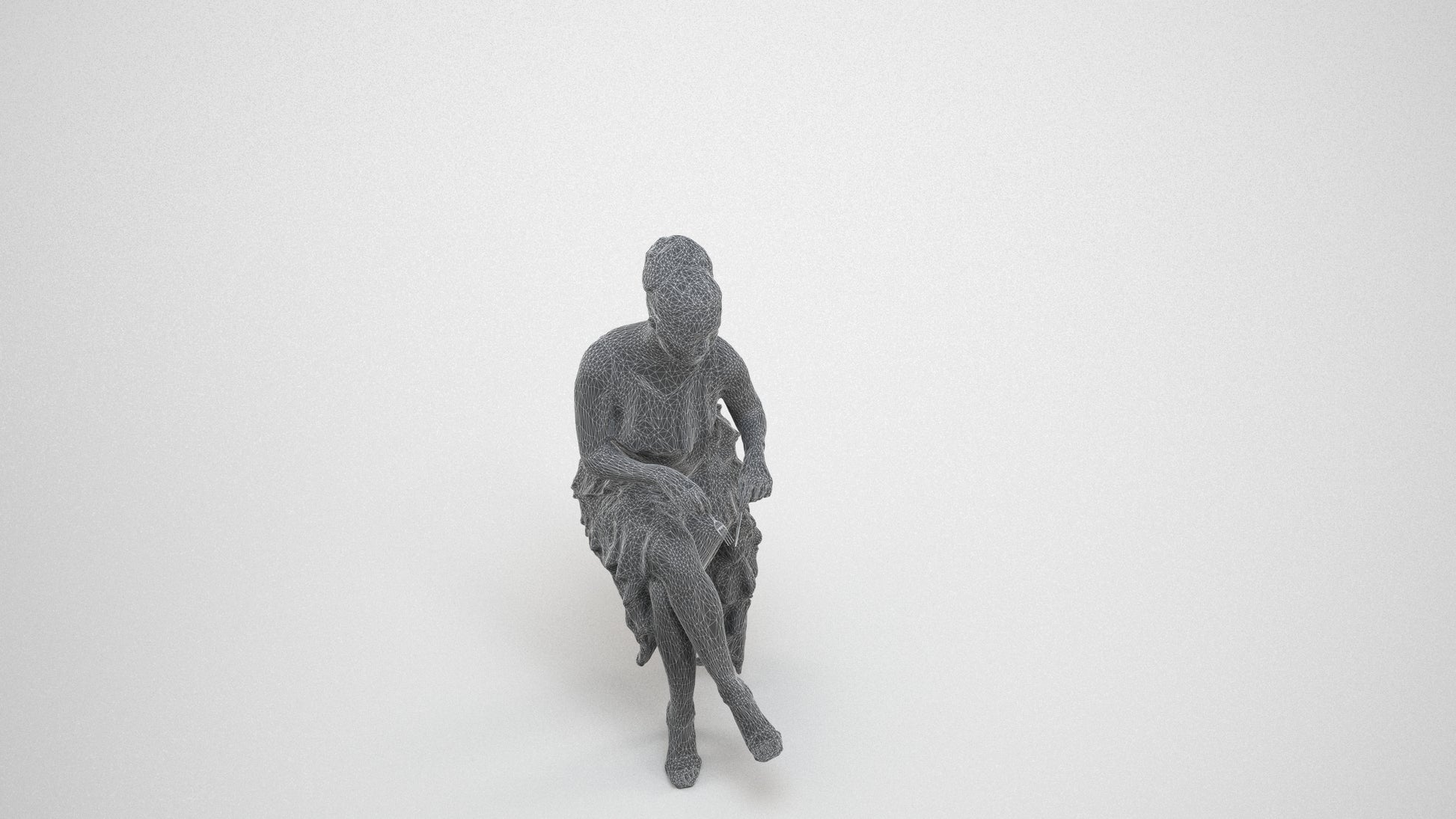 photogrammetry 3D woman formal formalaffairs, realistic human model archviz FBX, wireframe three-quarter view