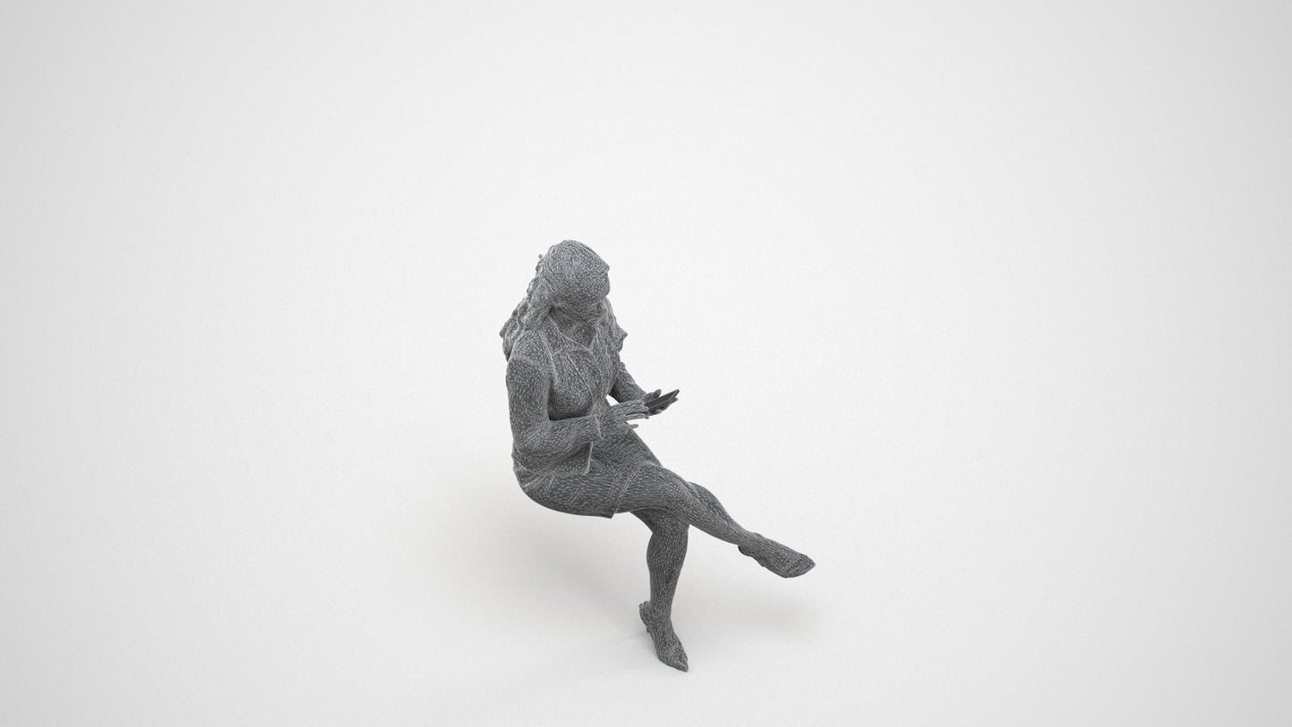realistic 3D woman business, scanned archviz people for Blender and 3ds Max, wireframe three-quarter view