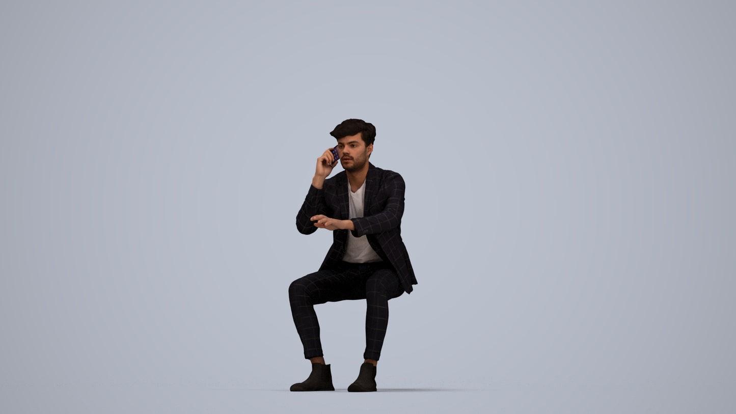 3D scanned man business, photorealistic archviz people for Enscape and SketchUp, top-down view render