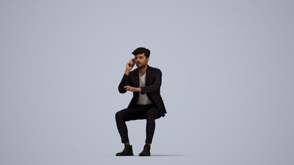 3D scanned man business, photorealistic archviz people for Enscape and SketchUp, top-down view render