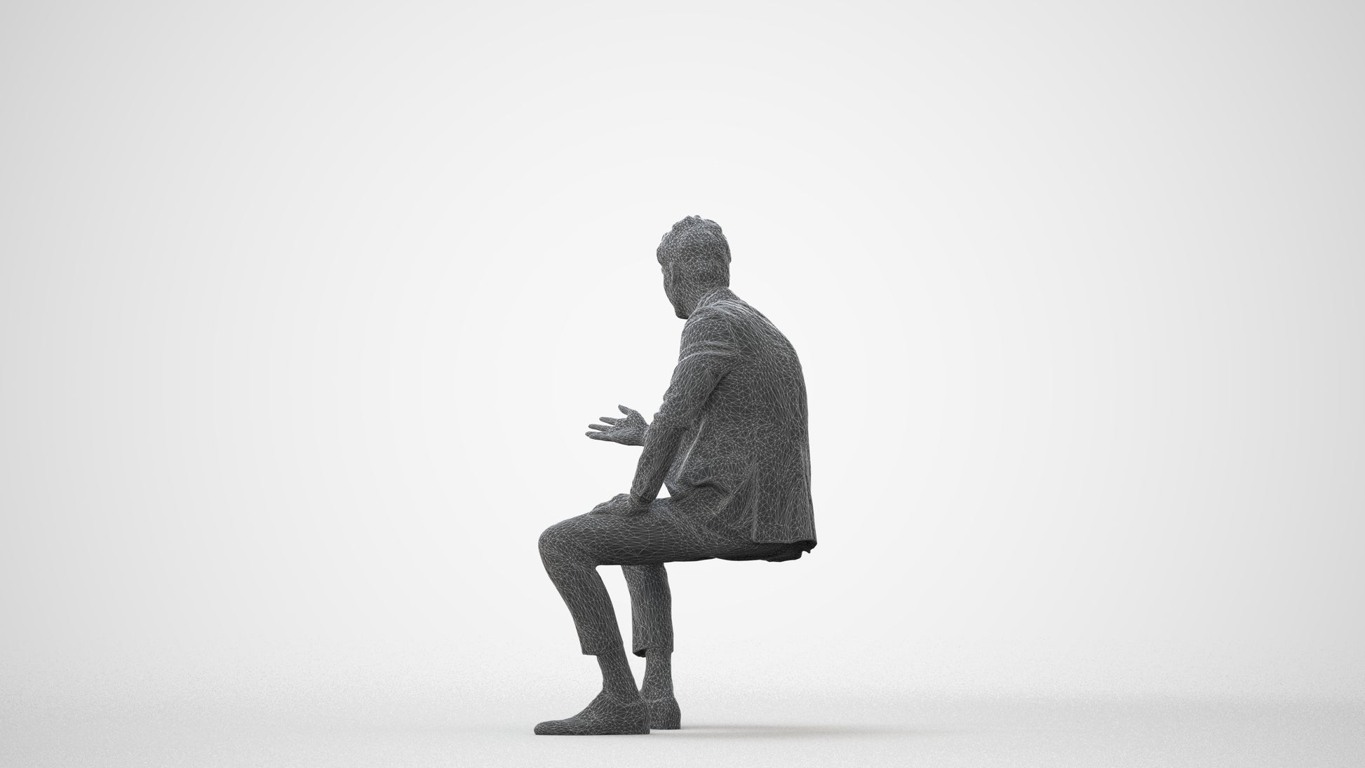 3D human model man business, photogrammetry scanned person for archviz, square thumbnail