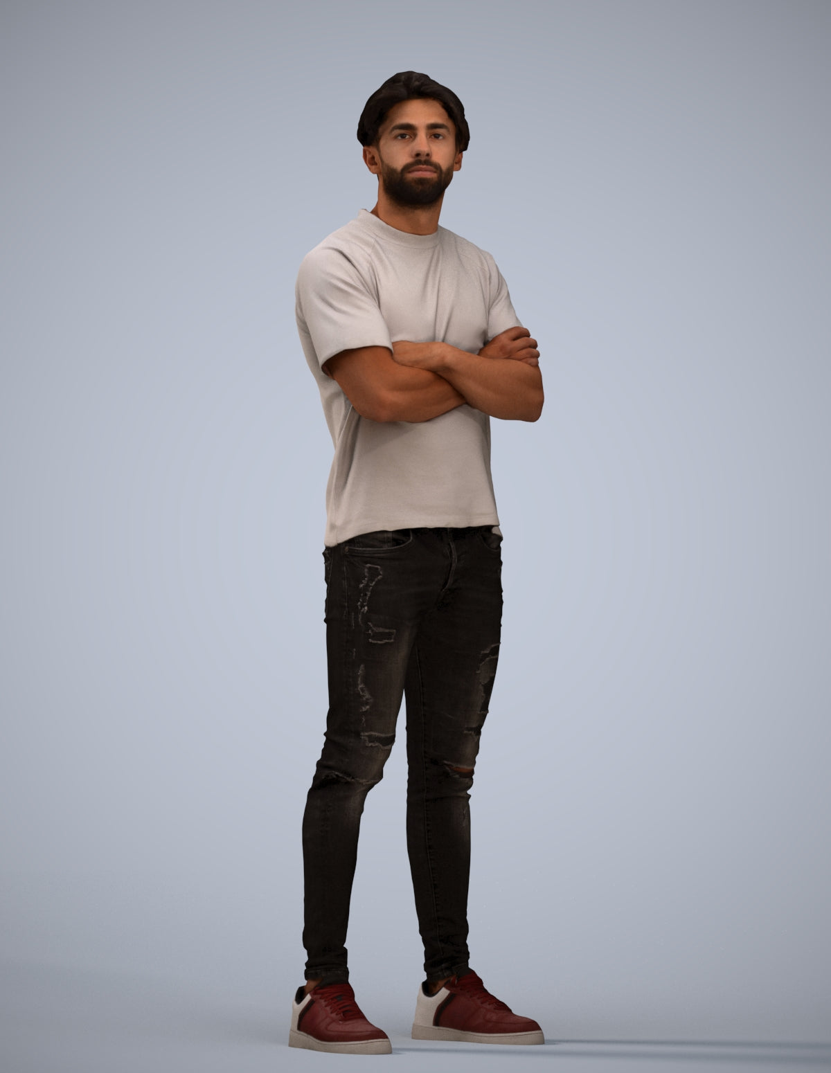 3D people model man casual standing, scanned human for 3ds Max rendering