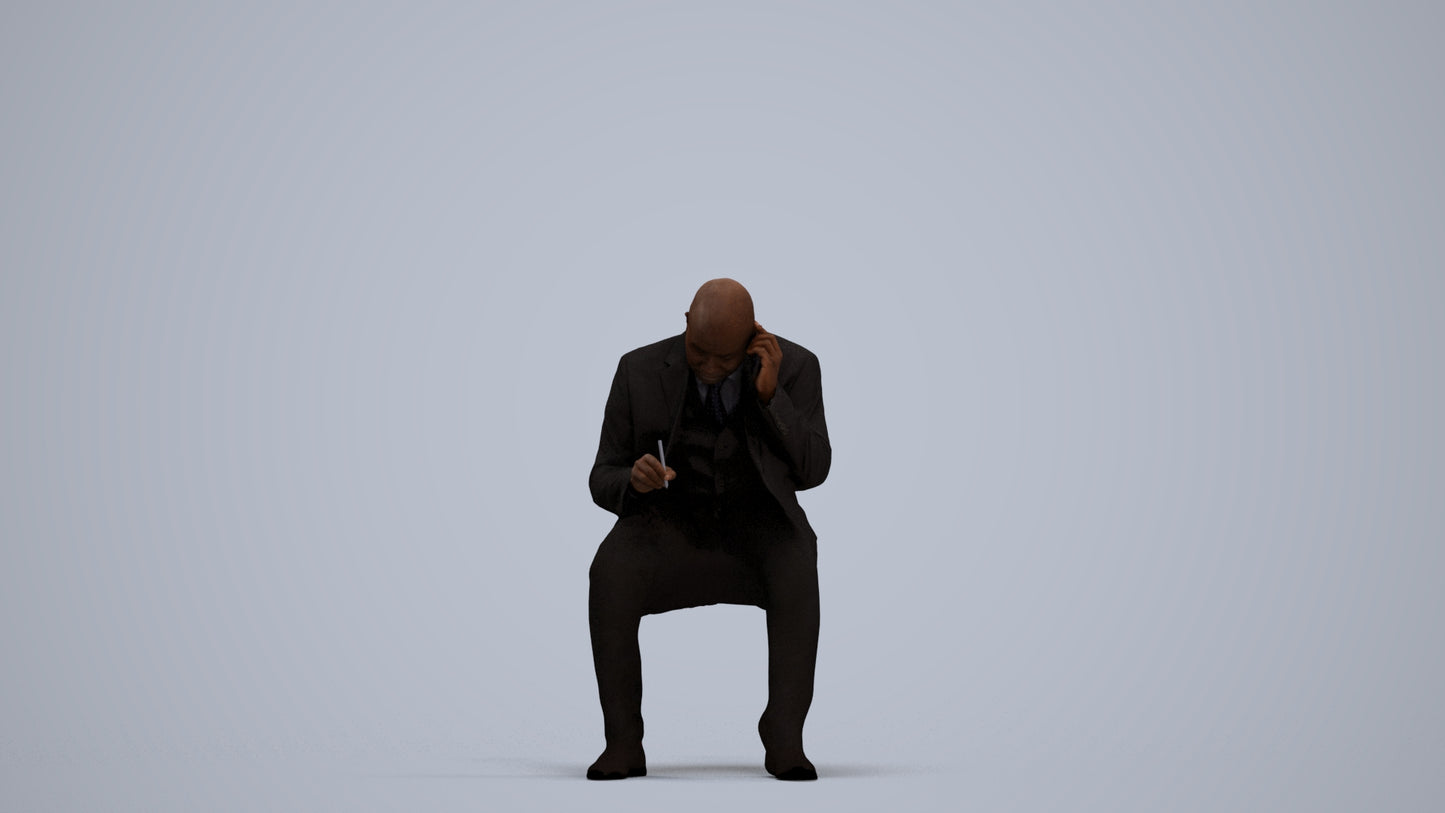 realistic 3D human man business, archviz people FBX OBJ for Blender, standing pose render