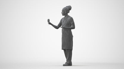 photogrammetry 3D woman hospitality, realistic human model archviz FBX, square thumbnail