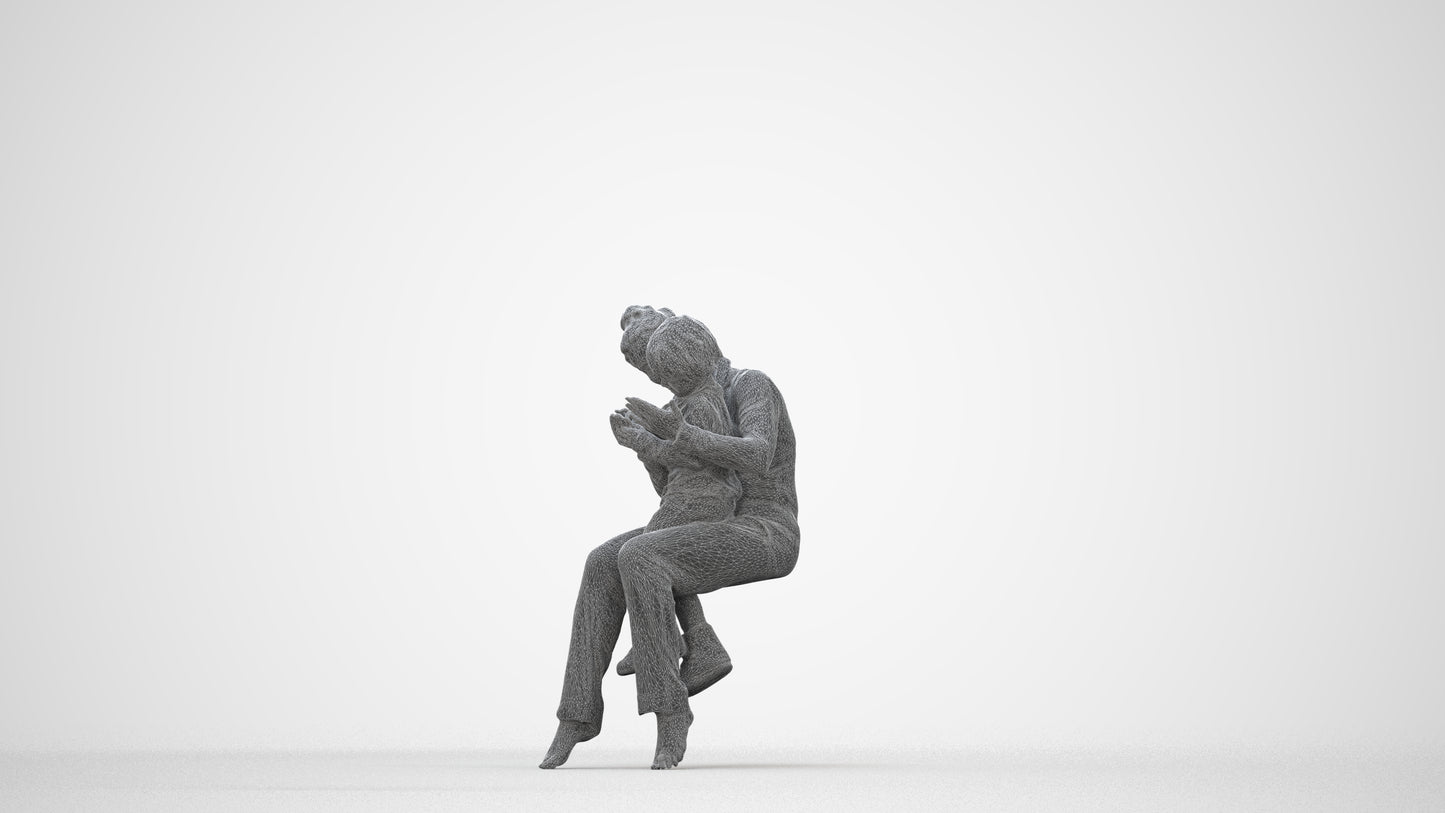 realistic 3D human girl kids, archviz people FBX OBJ for Blender, wireframe back view