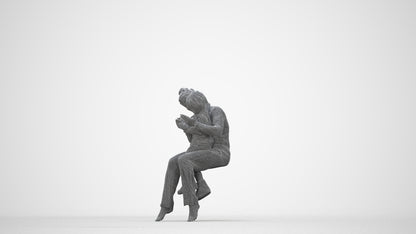 realistic 3D human girl kids, archviz people FBX OBJ for Blender, wireframe back view