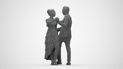 3D human model woman formal dancing, photogrammetry scanned person for archviz, wireframe back view