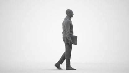 3D scanned man business, photorealistic archviz people for Enscape and SketchUp, wireframe side view