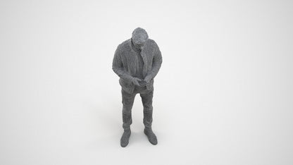 realistic 3D people man casual standing, render-ready for V-Ray and Corona, FBX OBJ, wireframe three-quarter view
