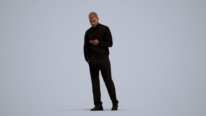 3D people model man walking, scanned human for 3ds Max rendering, standing pose render