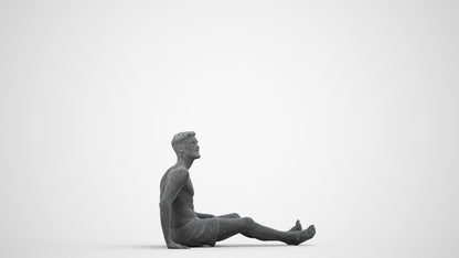 3D people model man pool, scanned human for 3ds Max rendering, wireframe side view