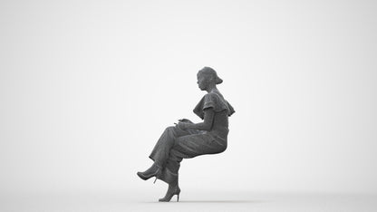 realistic 3D woman business sitting, scanned archviz people for Blender and 3ds Max, square thumbnail
