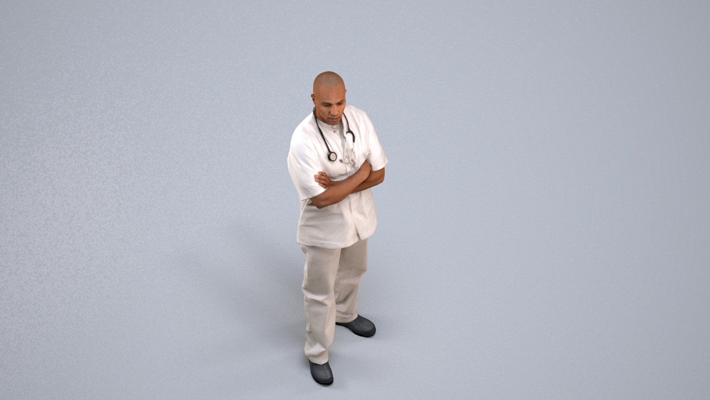 scanned 3D man medical, photogrammetry people for Enscape and V-Ray, back view render