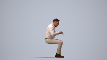 3D people model man casual business, scanned human for 3ds Max rendering, side view render
