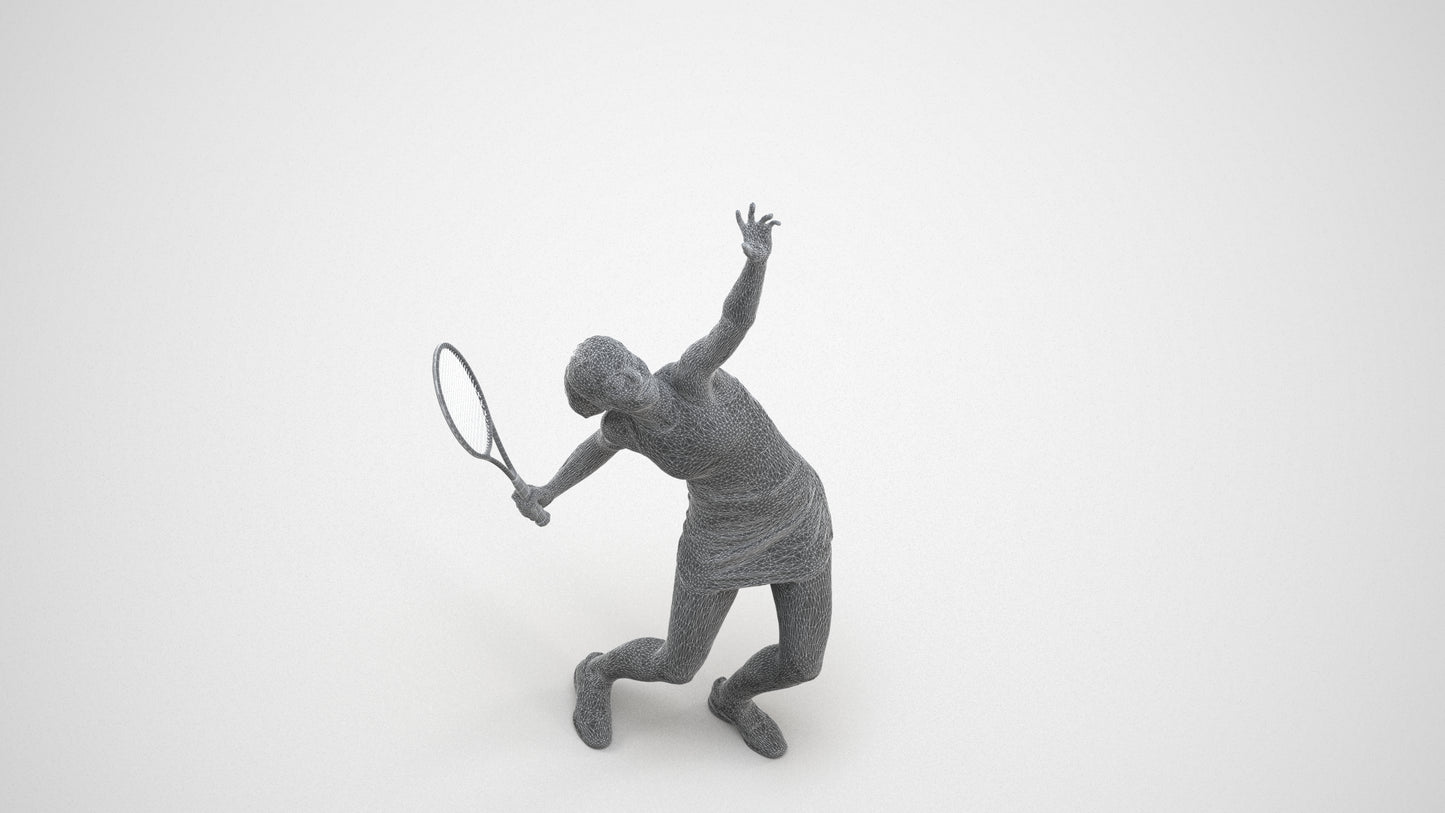3D human model girl sport, photogrammetry scanned person for archviz, wireframe three-quarter view