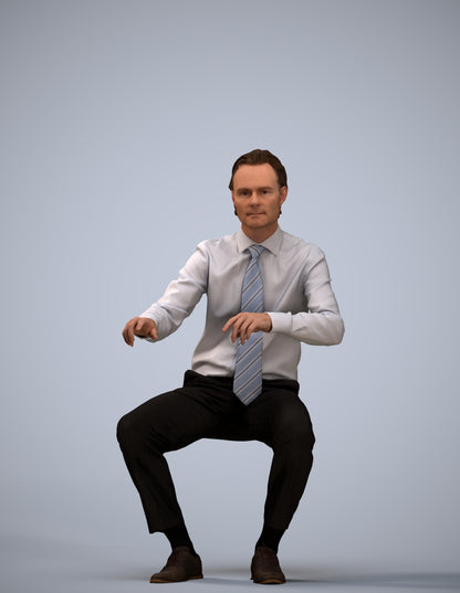 3D human model man business, photogrammetry scanned person for archviz