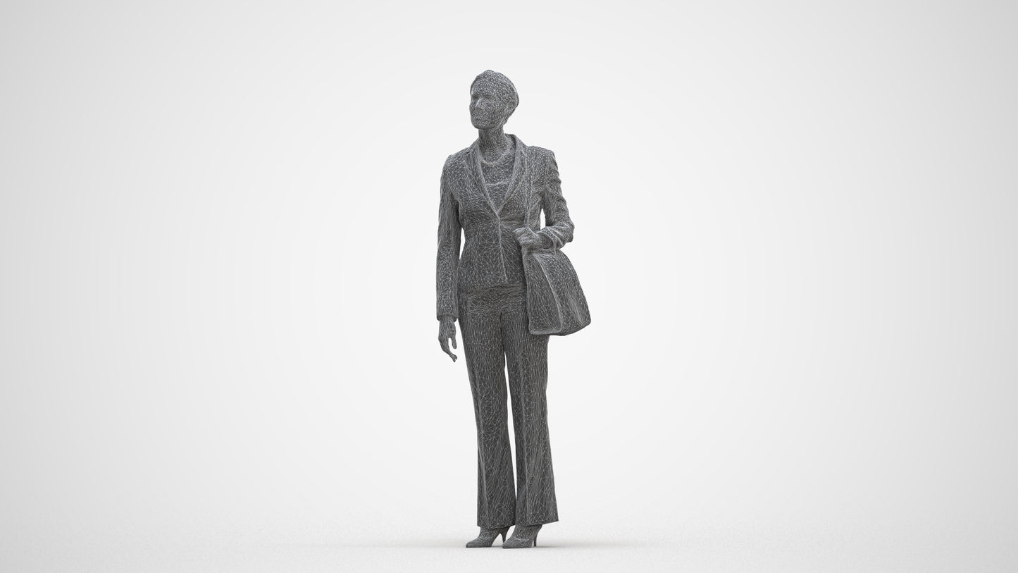 scanned 3D woman business mix, photogrammetry people for Enscape and V-Ray, three-quarter front view render
