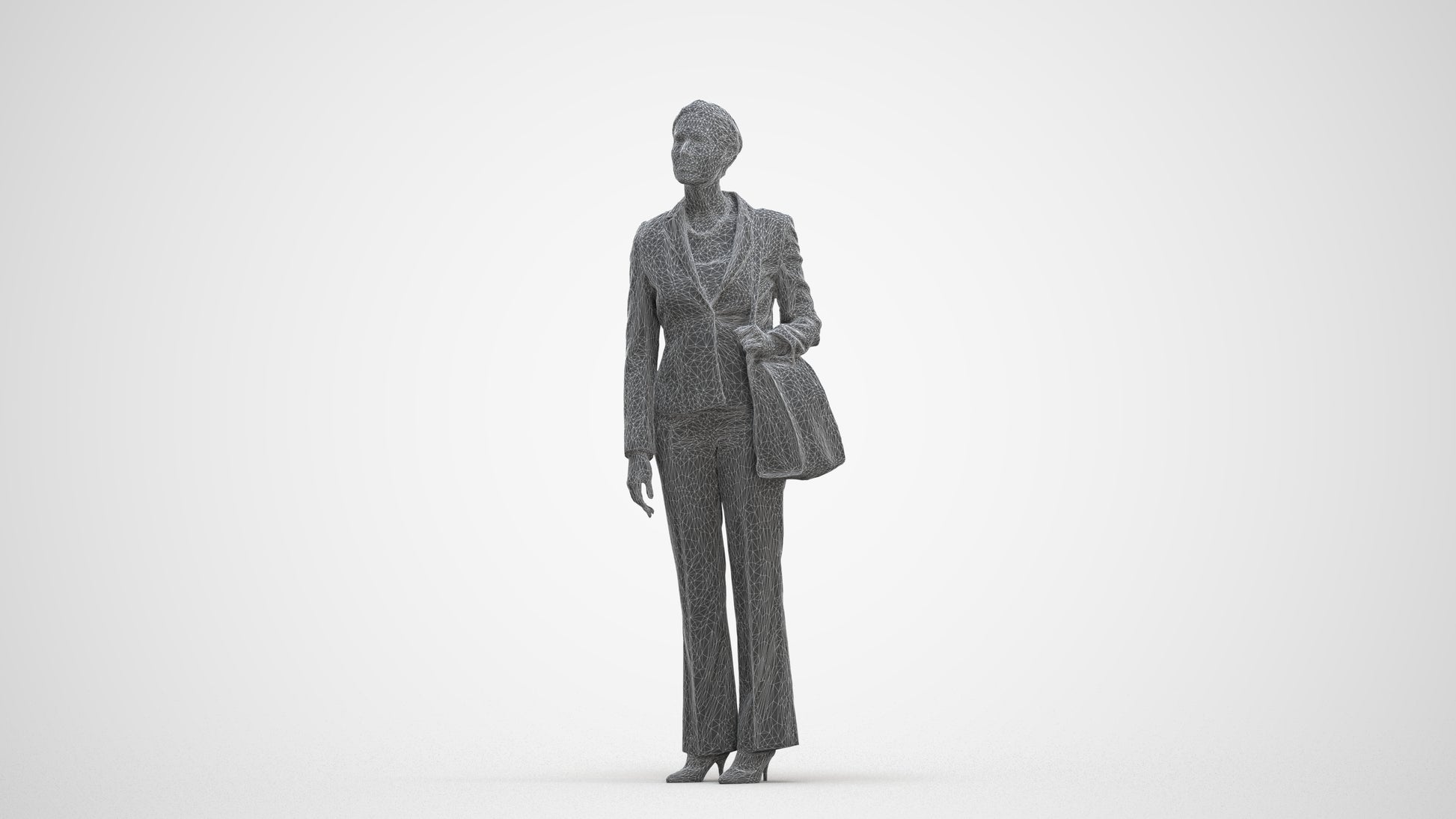 scanned 3D woman business mix, photogrammetry people for Enscape and V-Ray, three-quarter front view render