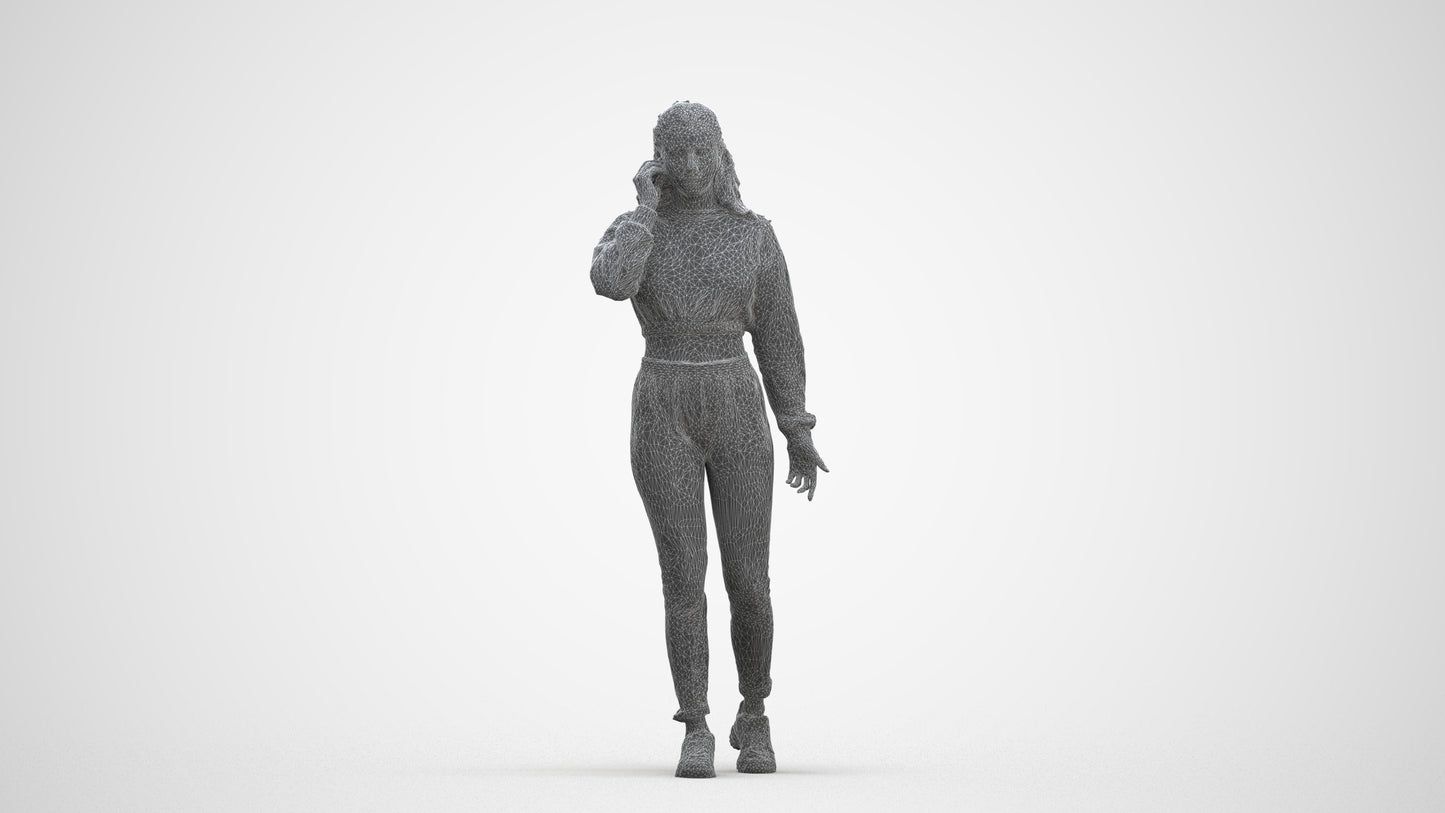 scanned 3D woman sport, photogrammetry people for Enscape and V-Ray, three-quarter front view render