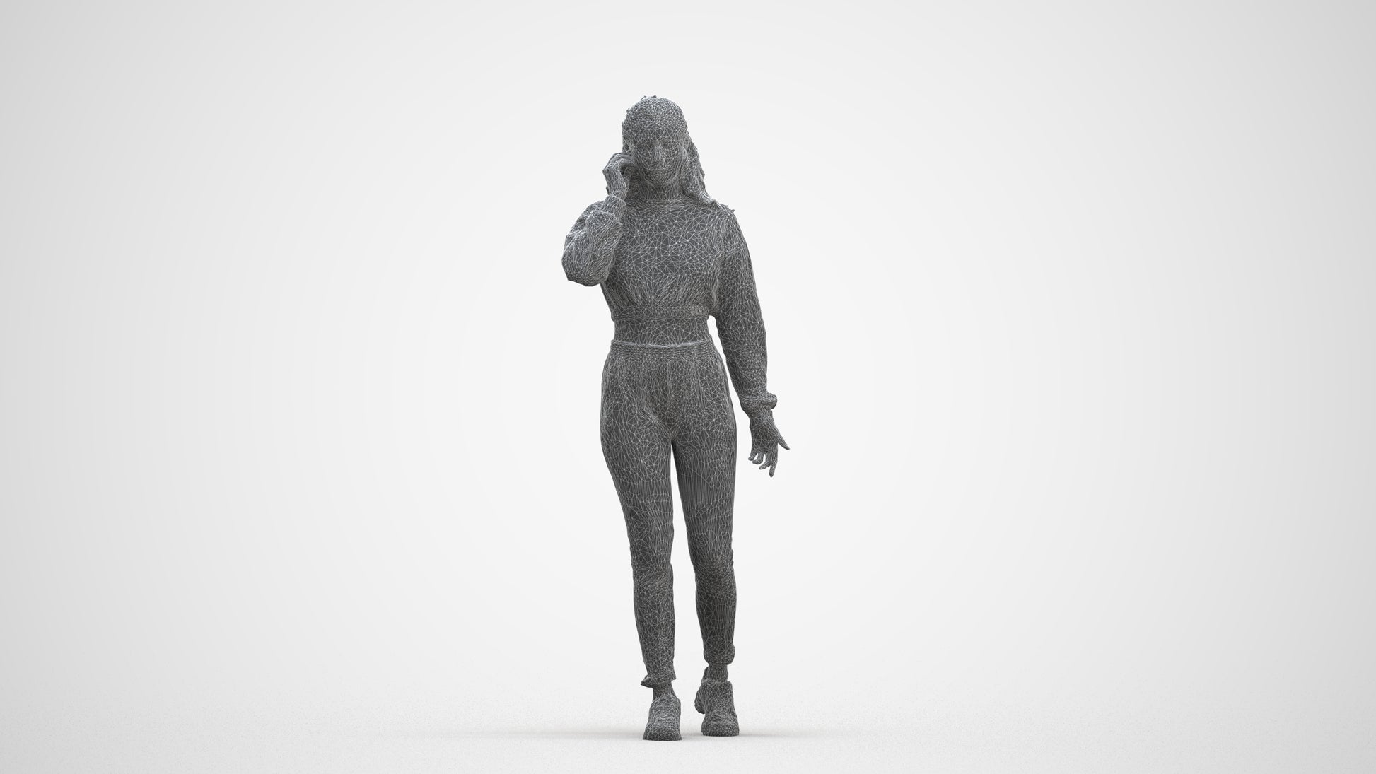 scanned 3D woman sport, photogrammetry people for Enscape and V-Ray, three-quarter front view render